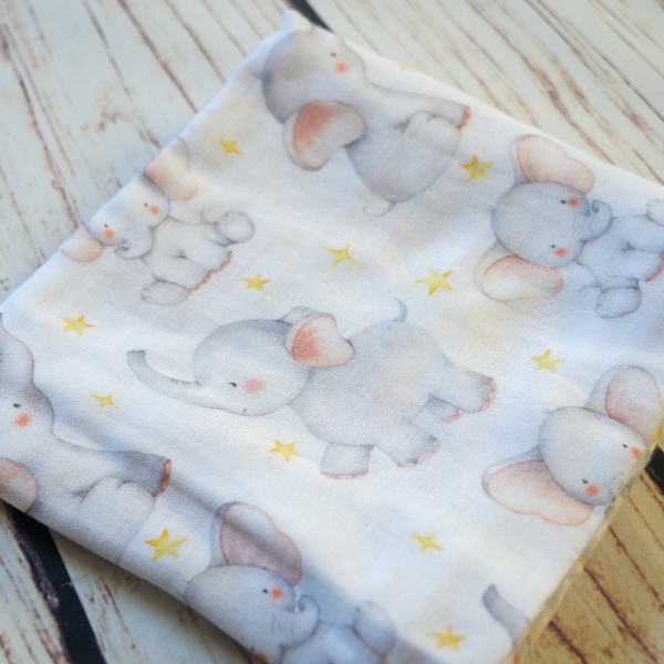 Baby Muslin, Burb Cloth, Elephant Super Soft Patterned Cotton Muslin, Newborn Baby Gift