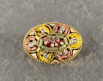 ヴィンテージマイクロモザイクブローチ イタリア製 ヴィンテージ