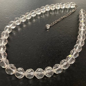 Vintage Glasperlen Choker, Klare Facettierte Glasperlen Halskette