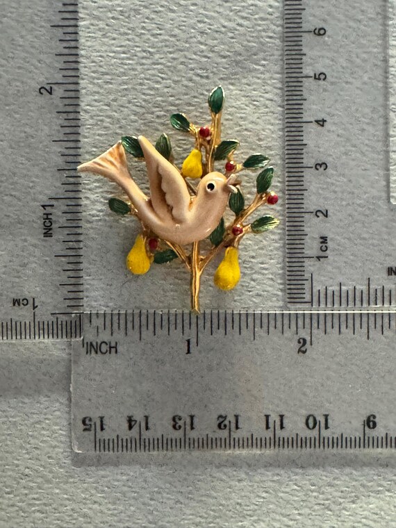 Vintage ART Signed Partridge in a Pear Tree Brooc… - image 9