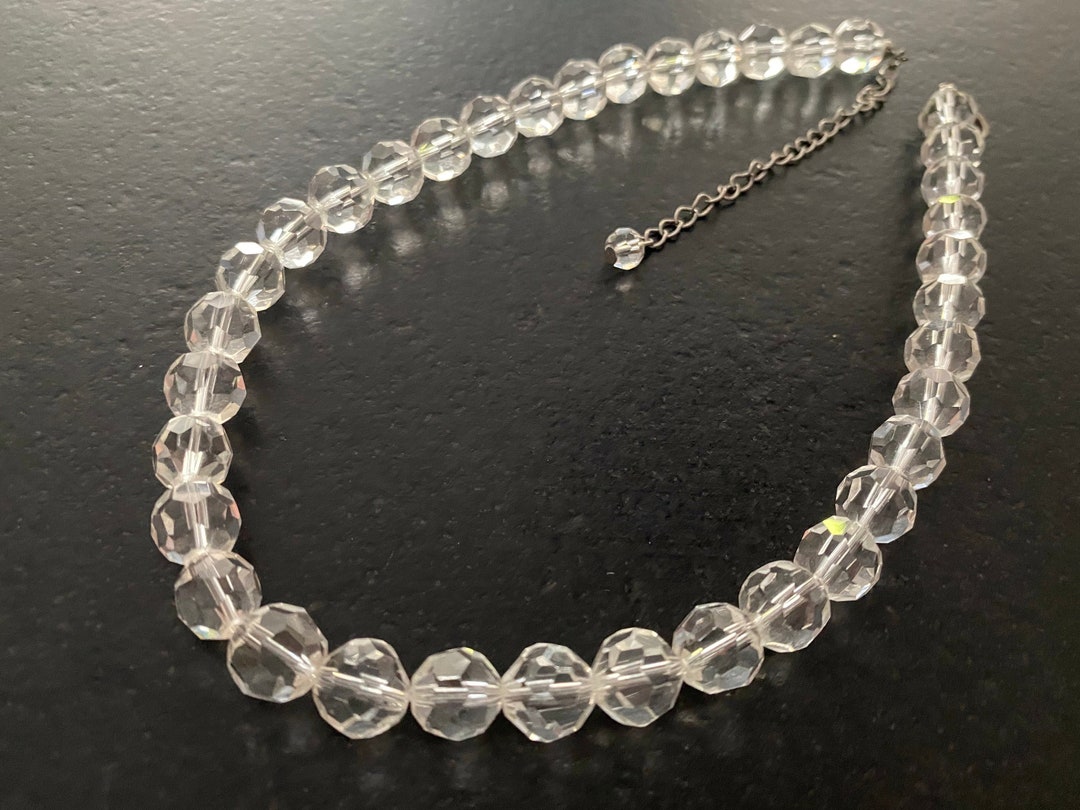 Collier Ras De Cou Vintage En Perles De Verre Teinté - Imitation Perles De Culture