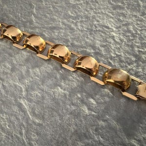 Bracelet à maillons dôme en argent sterling du Mexique vintage, or 12 carats sur argent sterling ~ 6 1/2" bracelet à maillons remarquable Bracelet en argent du Mexique poinçonné