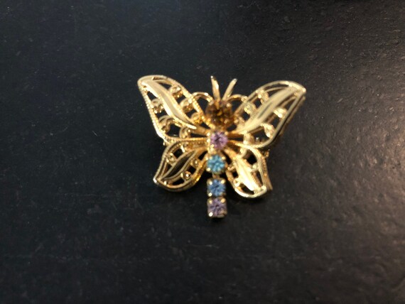 Vintage Butterfly Brooch / Pendant. Multi Color R… - image 5