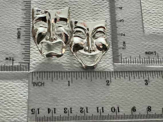 Vintage Comedy Tragedy Masks Brooch, Mask of Happ… - image 9