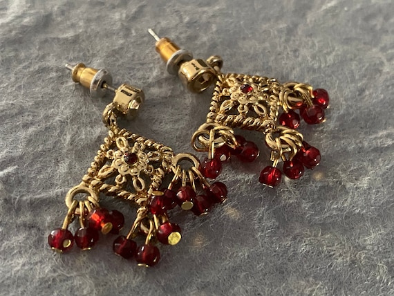 Liz Claiborne Dangle Beads Pierced Earrings. Sign… - image 1
