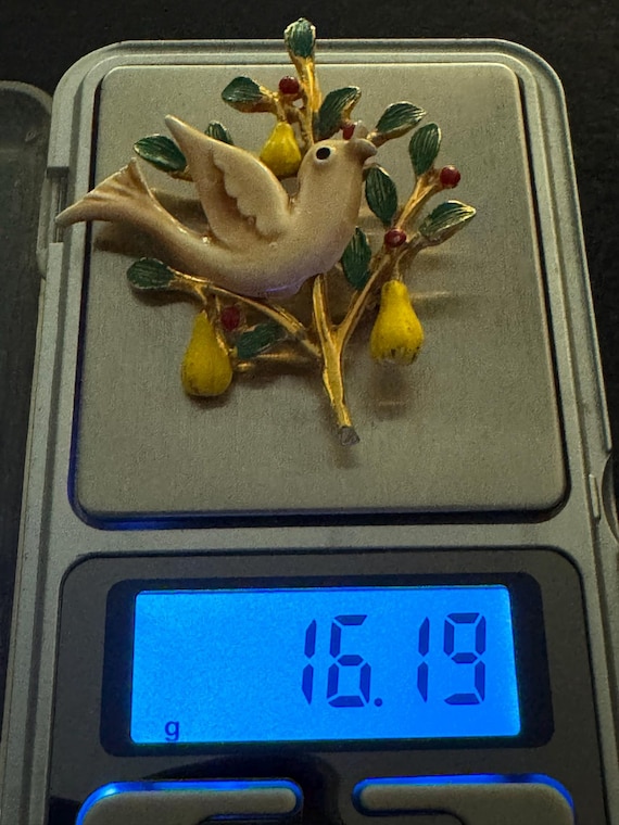 Vintage ART Signed Partridge in a Pear Tree Brooc… - image 10