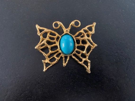 Huge Butterfly Brooch. Dimensional Open Work Large