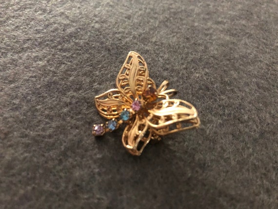 Vintage Butterfly Brooch / Pendant. Multi Color R… - image 1