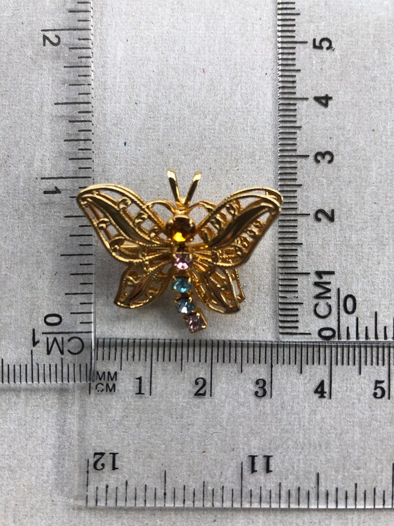 Vintage Butterfly Brooch / Pendant. Multi Color R… - image 8