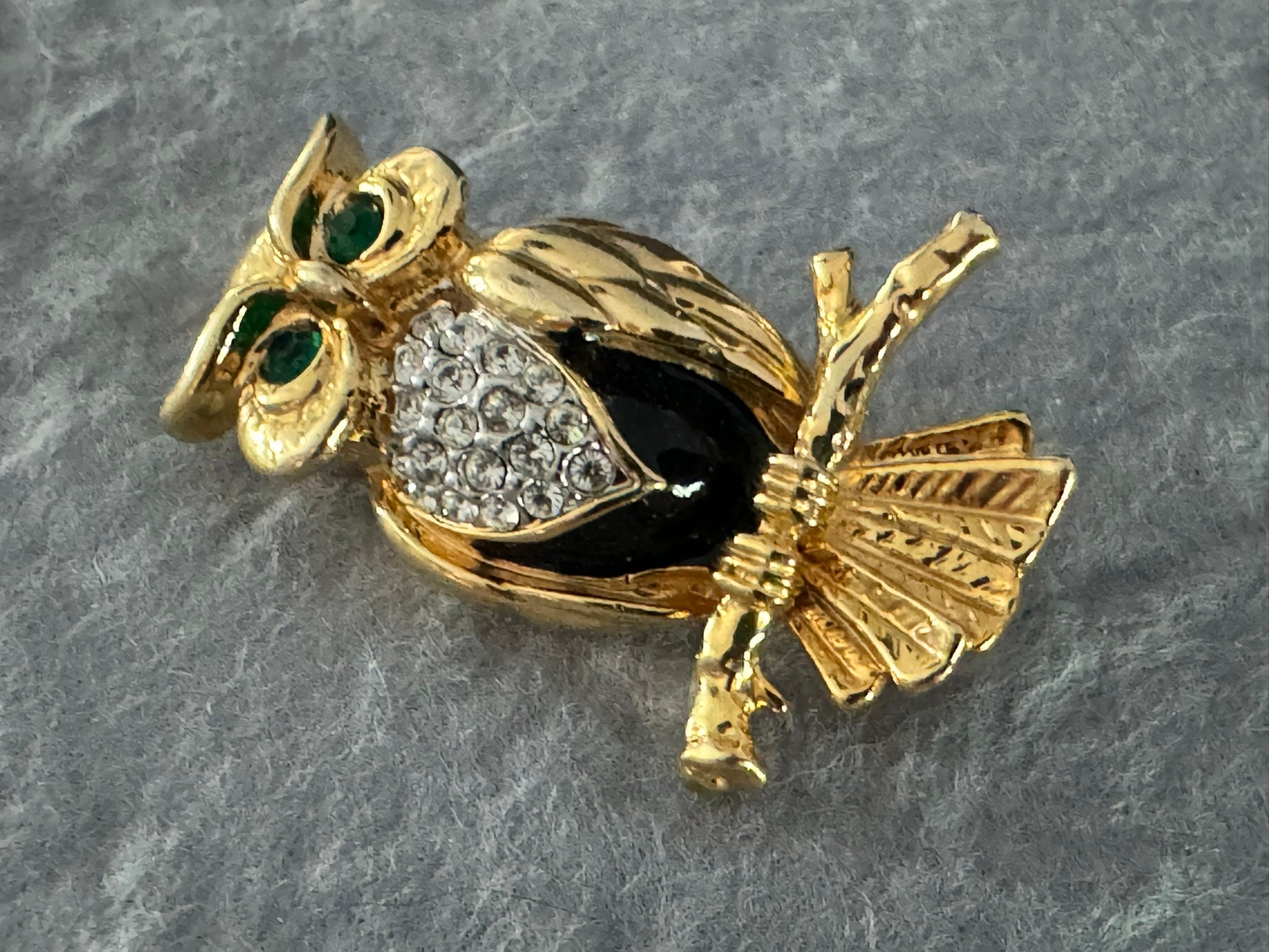 Hermes, Broche vintage Hibou, Or, Diamants et Chrysoberyl