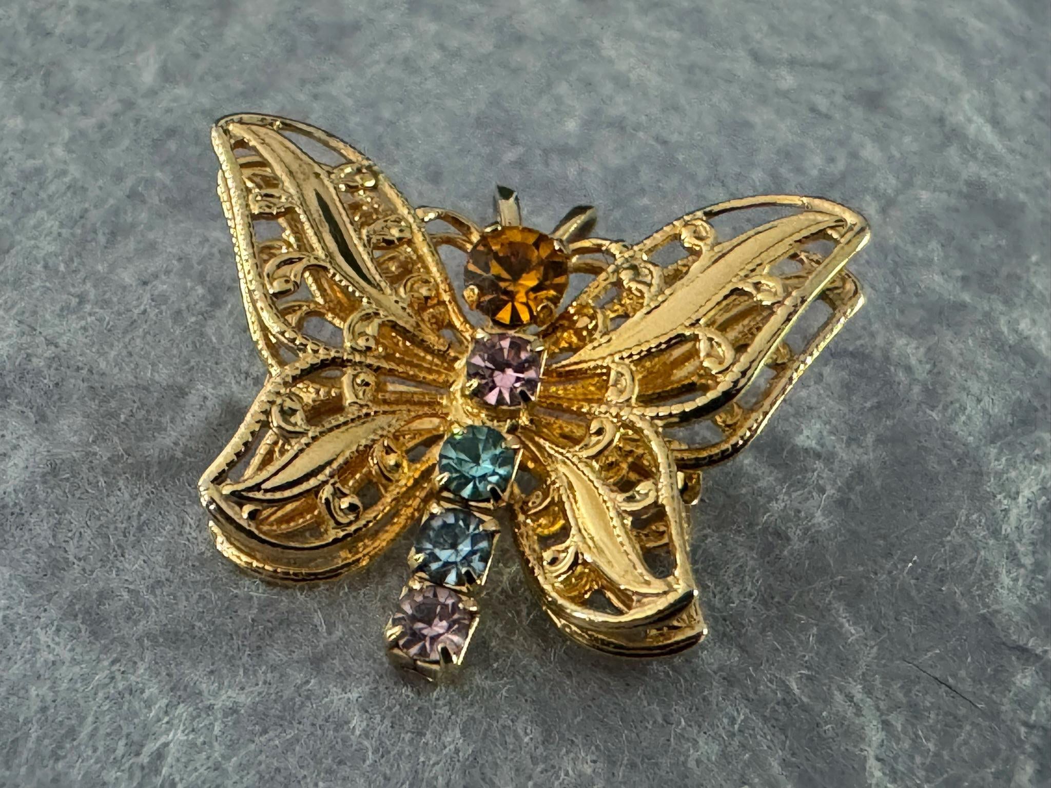 Broche florale vntage en strass, bjoux vntage en strass, bjoux floraux des années 1950