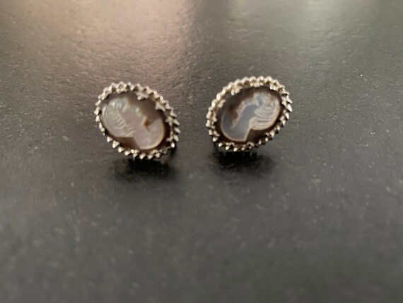 Sterling silver cameo earrings discount
