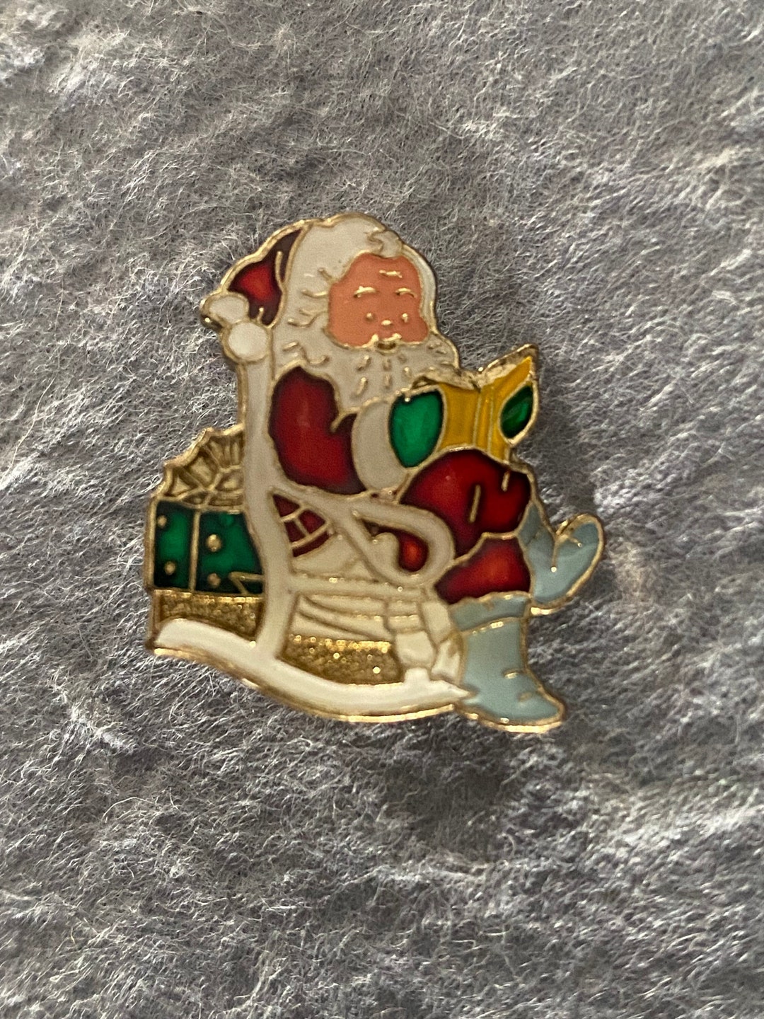 Santa Pin Design Vintage Santa Claus Pin, Multi Color Enamel Gold Tone Small Brooch ...