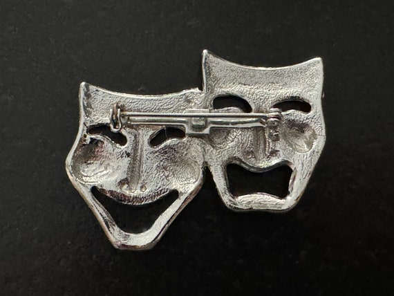 Vintage Comedy Tragedy Masks Brooch, Mask of Happ… - image 8