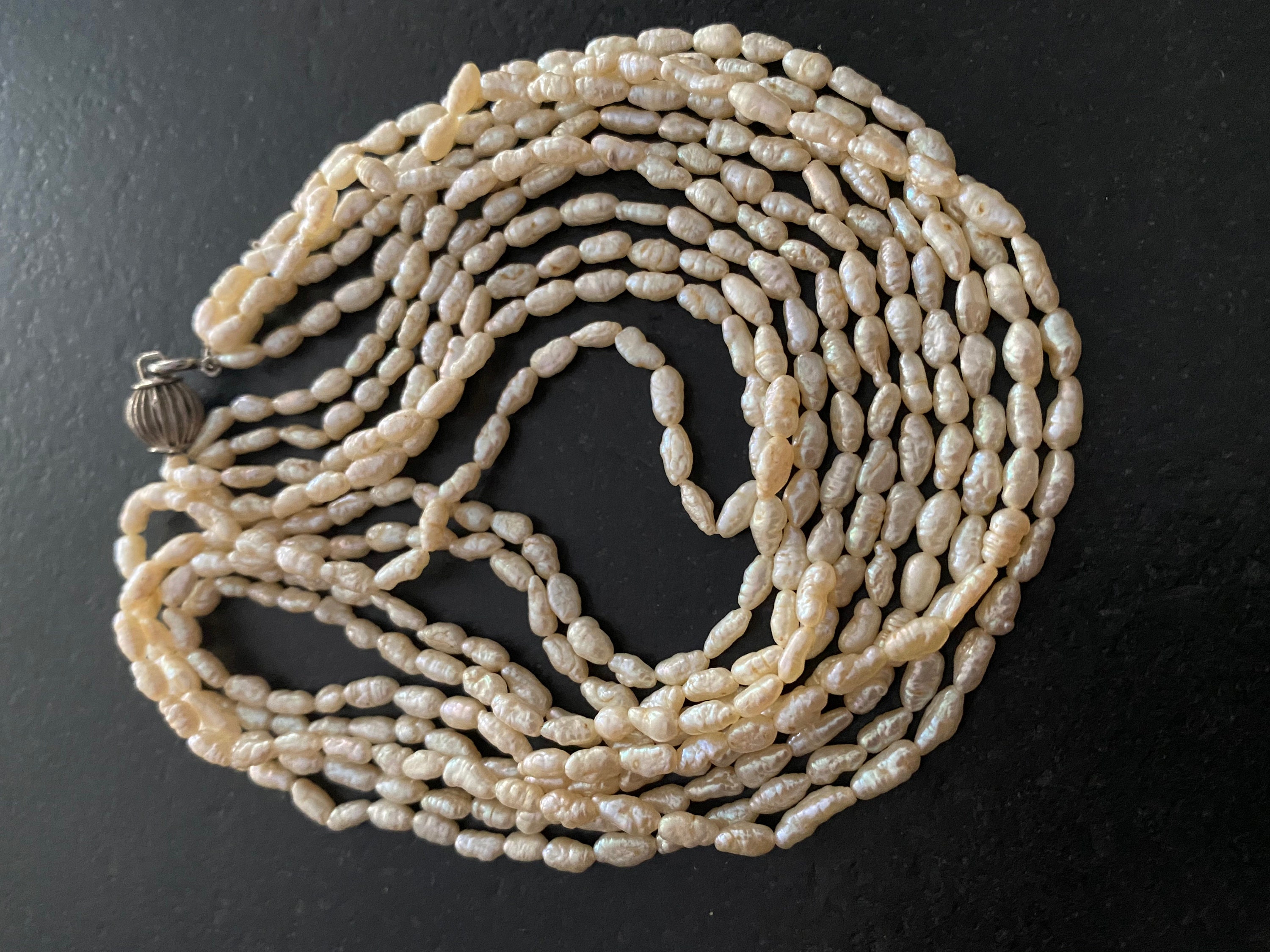 Vintage Rice Pearl 5 Strand Necklace. Mid Century 5 Row Multi - Etsy