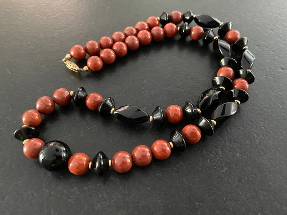 Handmade Wildhorse Jasper Glass /& Bronze Oxide Beaded Necklace