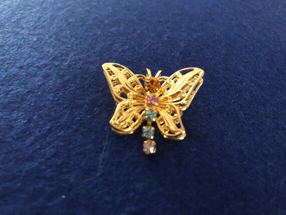 Vintage Butterfly Brooch / Pendant. Multi Color R… - image 3