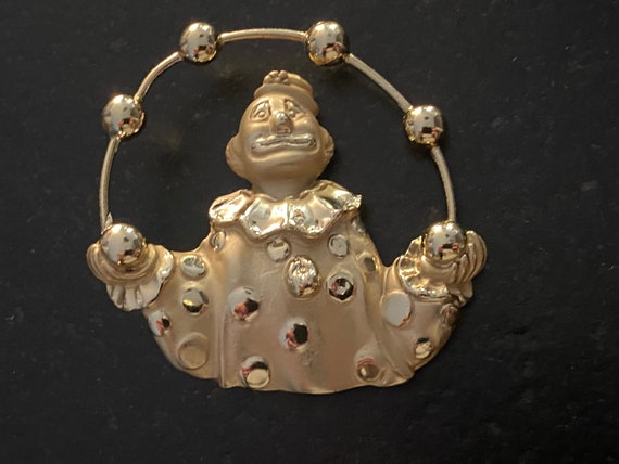 Vintage Signed AJC Juggling Clown brooch, Stateme… - image 1