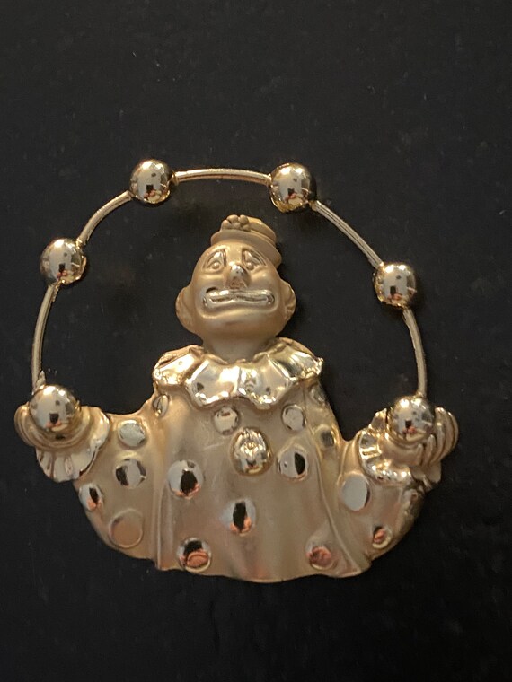 Vintage Signed AJC Juggling Clown brooch, Stateme… - image 3