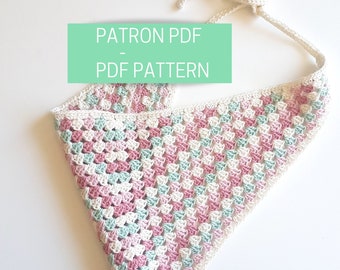 Tuto crochet bandana granny squares, patron crochet PDF pour crocheter un bandana en granny squares