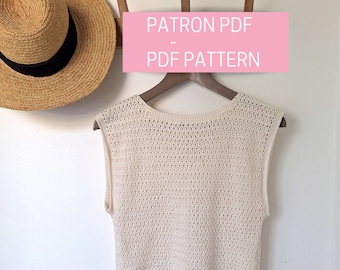Tutorial sencillo para tejer un top de ganchillo, patrón en PDF para tejer un top de ganchillo calado para el verano.