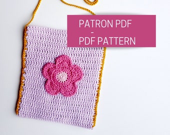 Tutoriel crochet petit sac en bandoulière facile avec fleur, patron PDF pochette bandoulière débutant en crochet