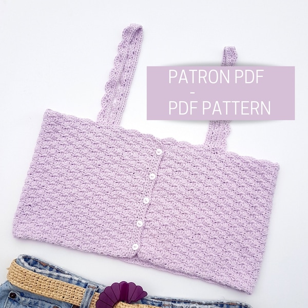 Tutoriel facile pour réaliser un top en crochet, tutoriel crochet pour crop top au point coquille avec explications en français et anglais