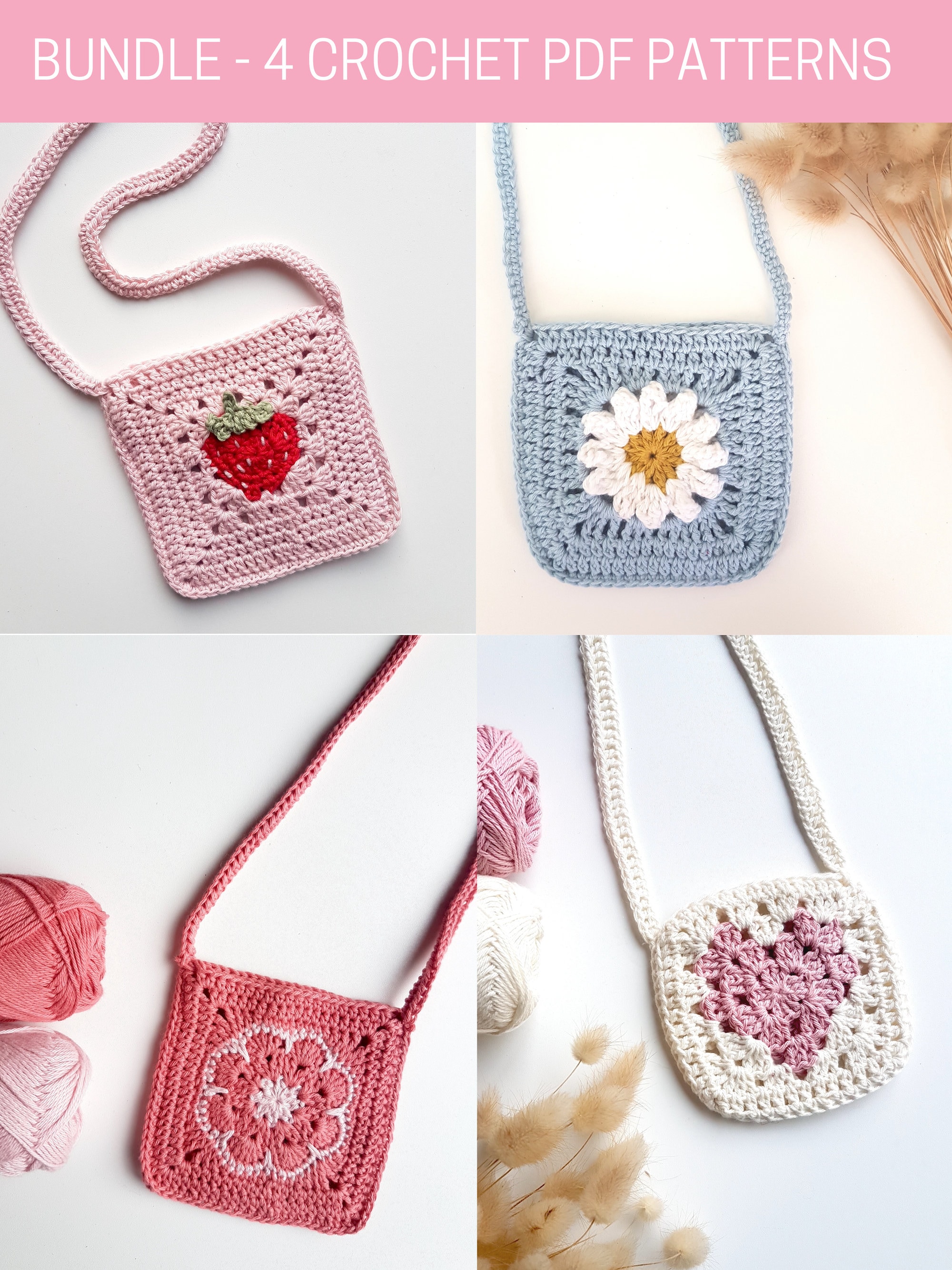 Cute little crochet bag made in 1 hour 🥰 #CrochetIdeas #CrochetersOfT, granny square tutorials