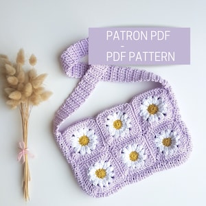 Crochet pattern for a daisy flower granny square bag – crochet handbag tutorial with floral granny square pattern