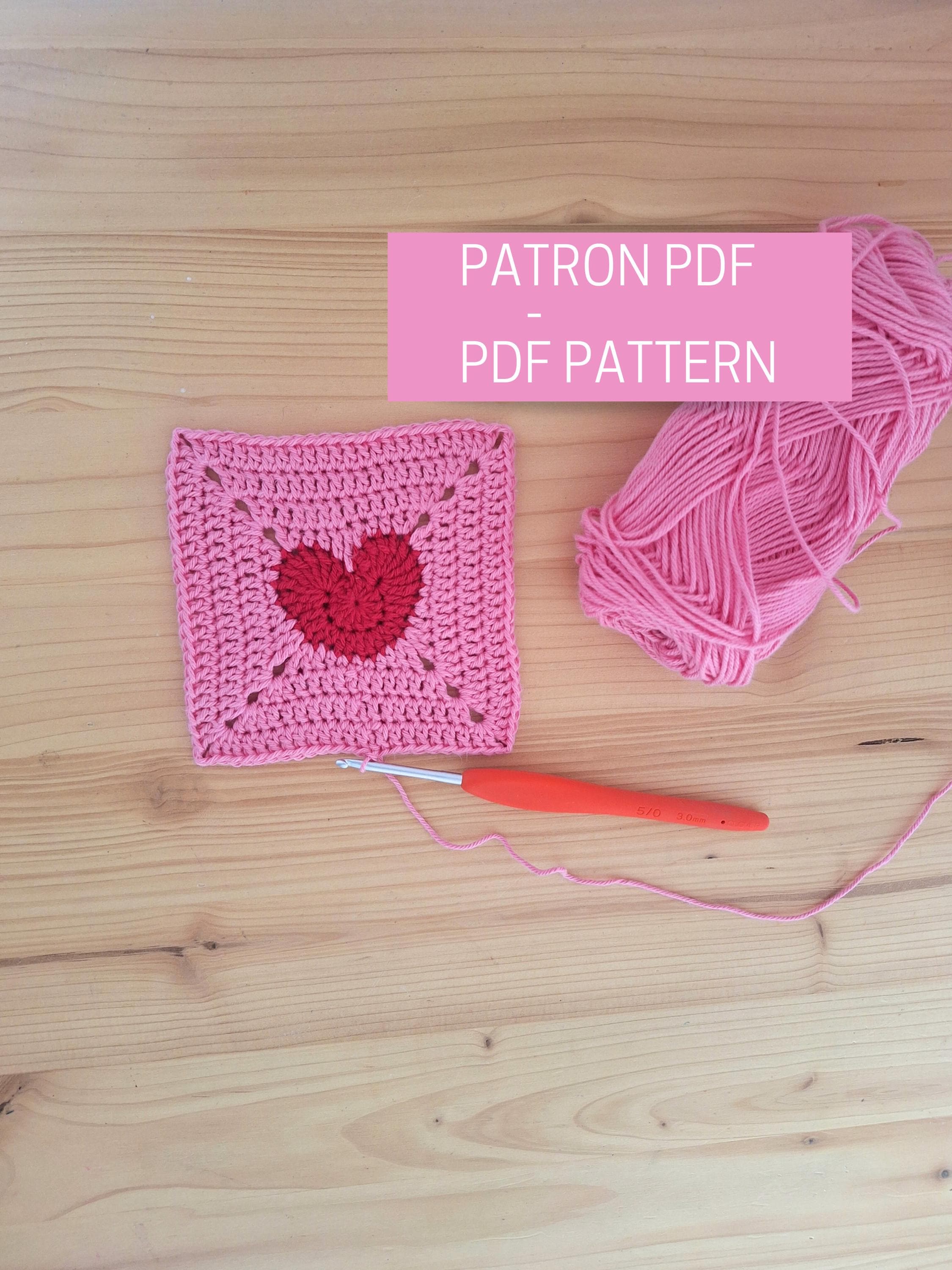 かぎ針編みのグラニースクエアハートのチュートリアル、ハートモチーフ