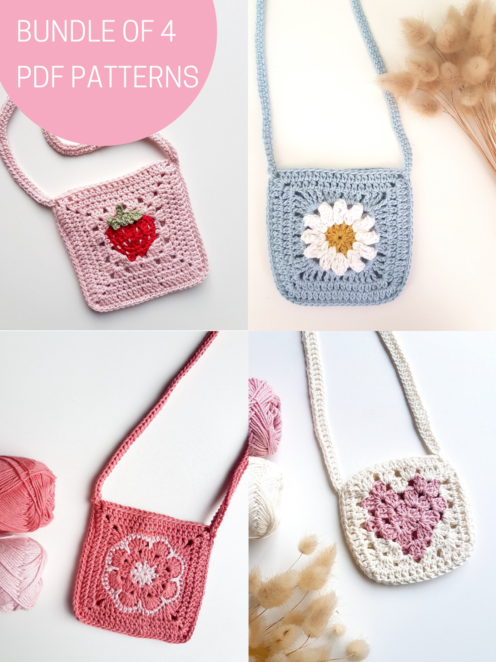 14+ Crochet Small Bag 4 Bundle Pack Crochet Patterns, Tutorials to Crochet Small Granny