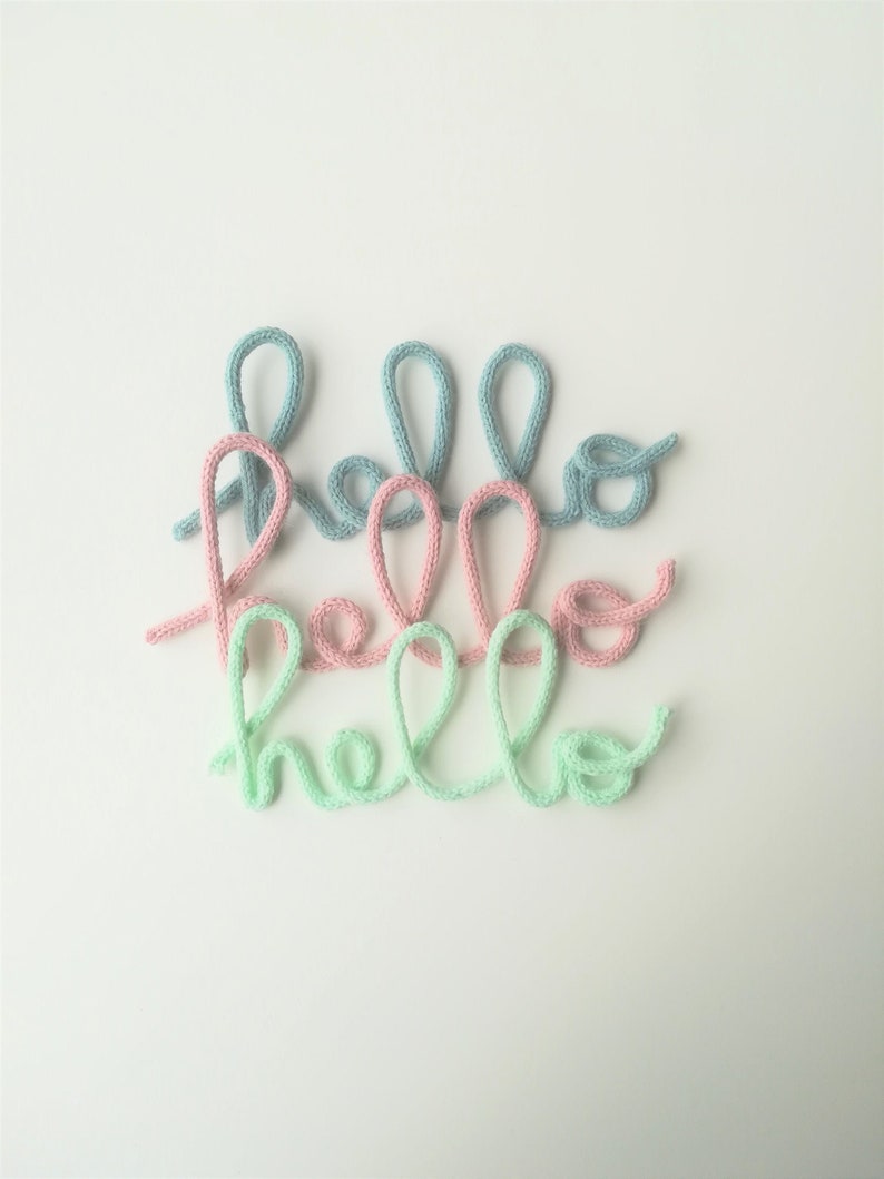 Wool Word hello Wool Word Mint Spool Knit Word Etsy