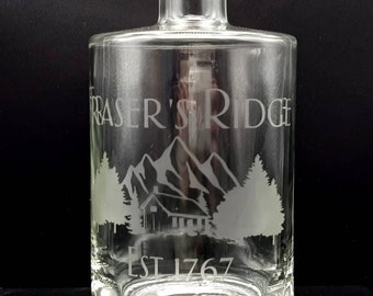 Outlander Inspired Fraser's Ridge Etched 700ml Glass Bottle - Personalised