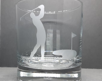 Personalised Golfing Etched Tumbler Glass