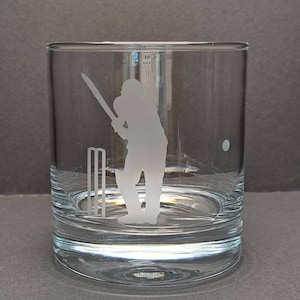 Personalised Cricket Etched Tumbler Glass