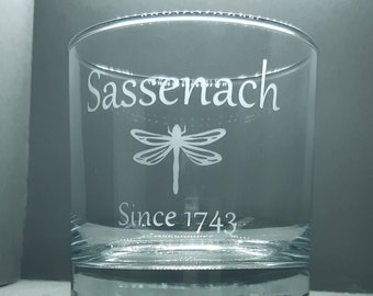 Outlander inspired Sassenach Etched Tumbler Glass - Personalised