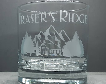 Outlander Inspired Fraser&#39;s Ridge Etched Tumbler Glass - Personalised