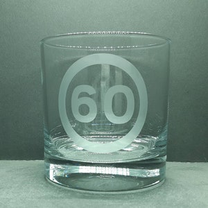 Personalised 60 Road Sign Etched Tumbler Glass