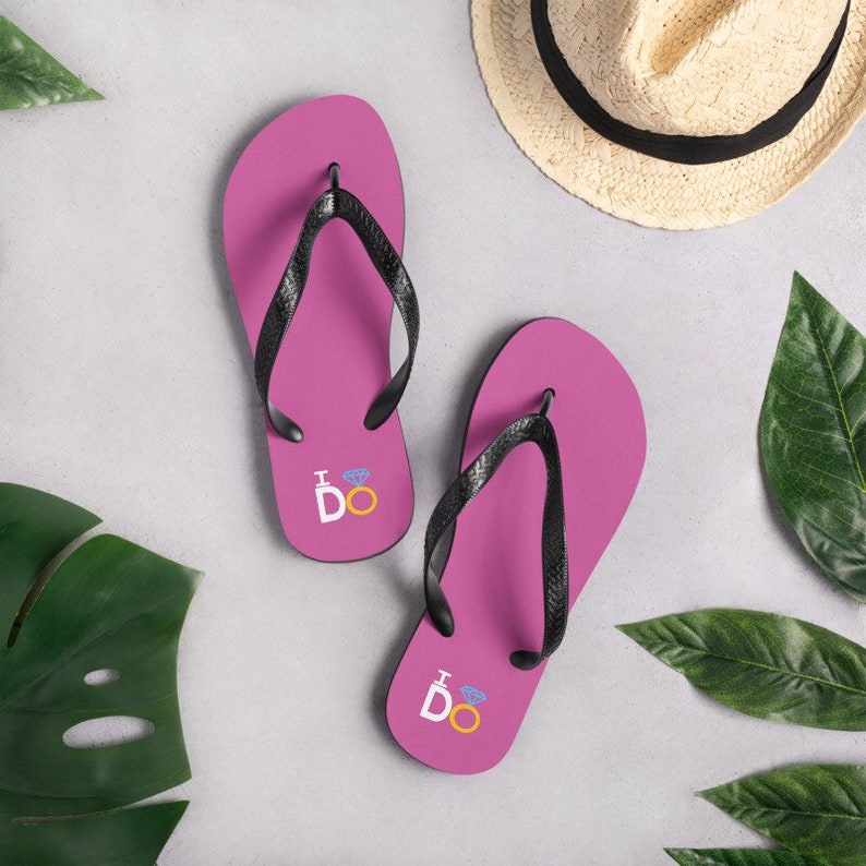 Pink I DO Wedding Flip-Flops