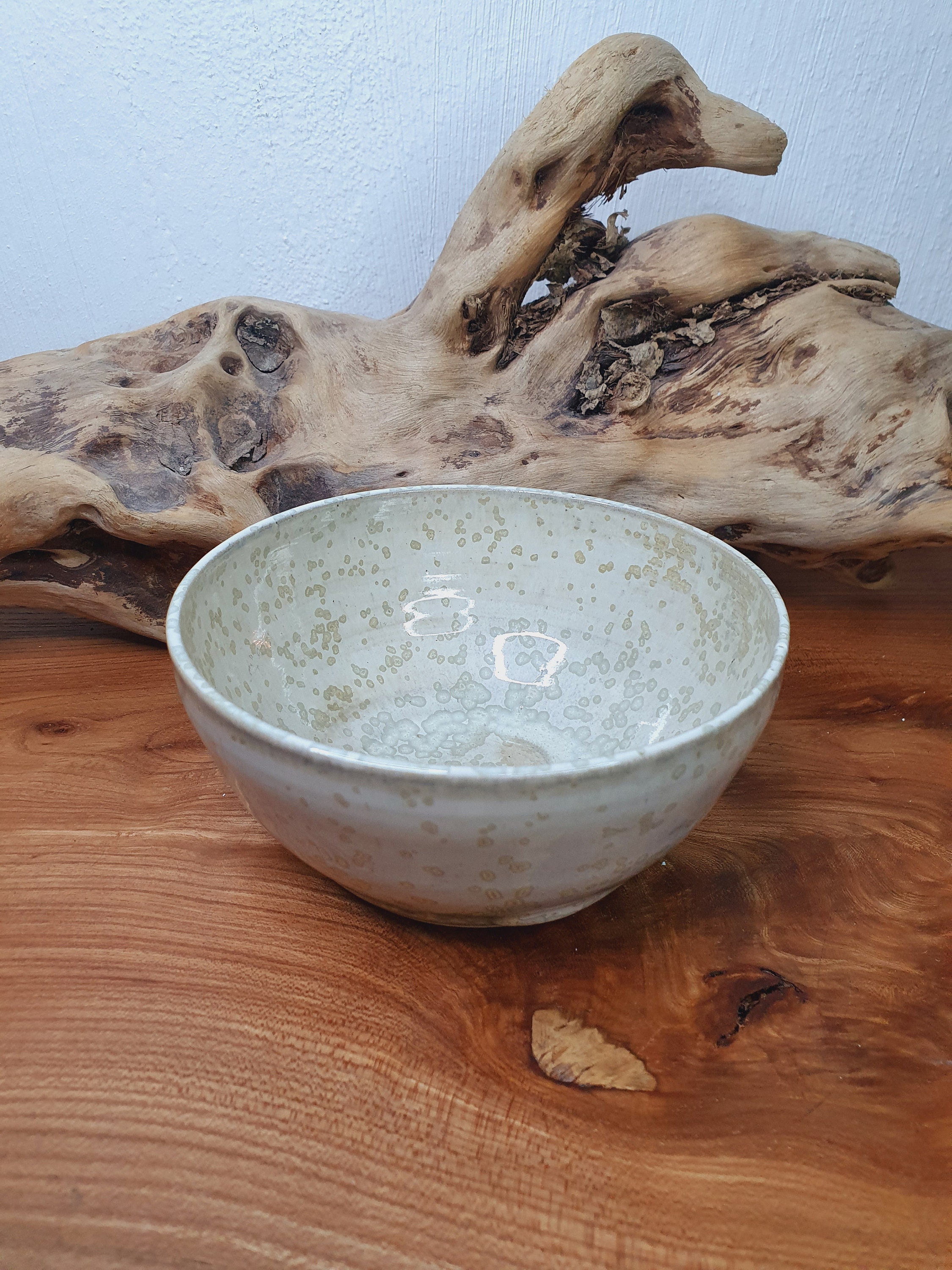 Bol en Grès Émaillé Réalisé Au Tour de Potier, Blanc, Bol Artisanale Pour Votre Cuisine