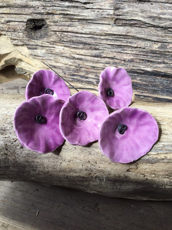5 petites fleurs mauves en céramique sur fil de fer - Etsy Canada
