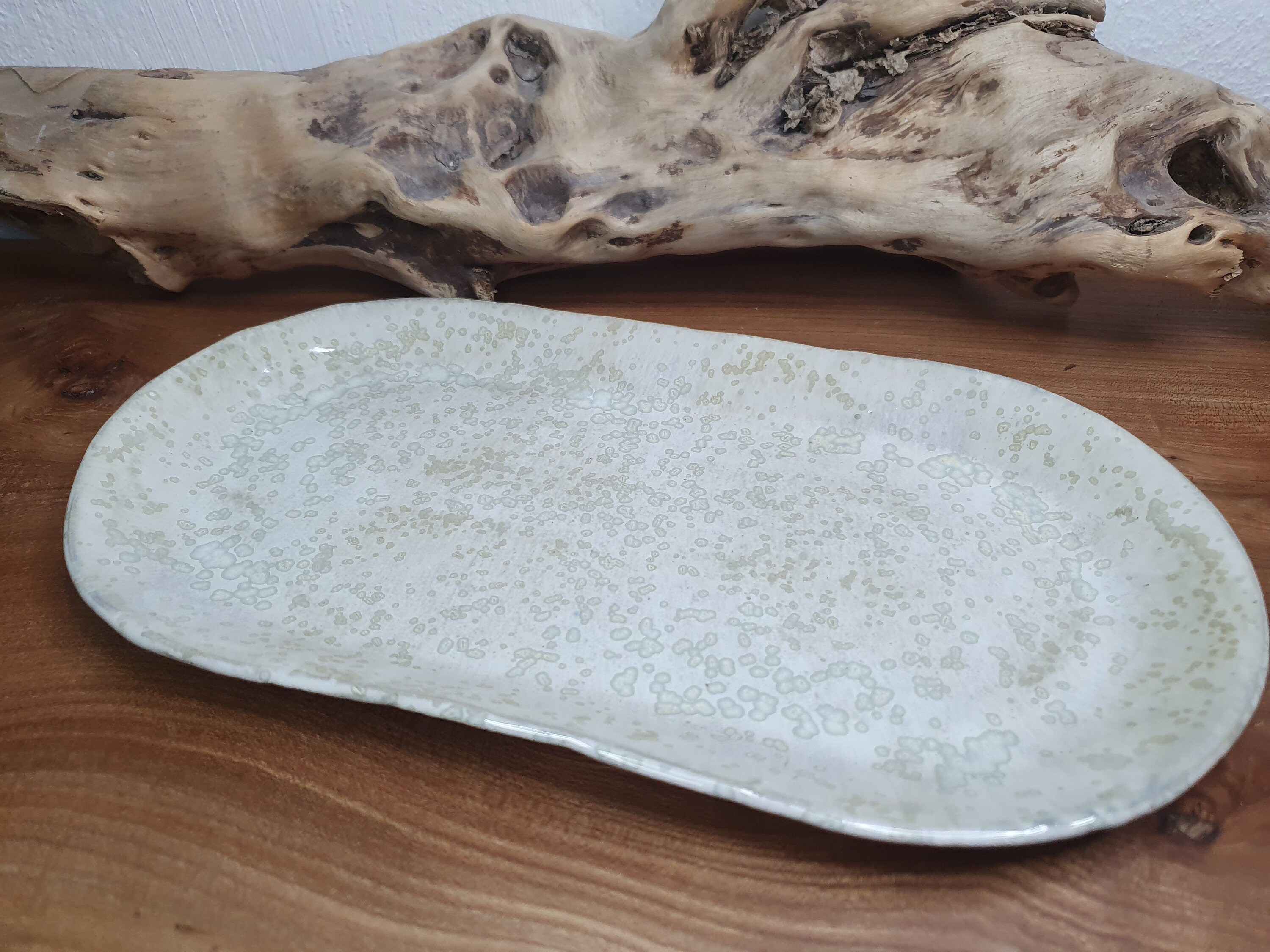 Plat Ovale Creux , en Céramique Grès Émaillé, Blanc, Création Artisanale Française Pour Compléter Vo