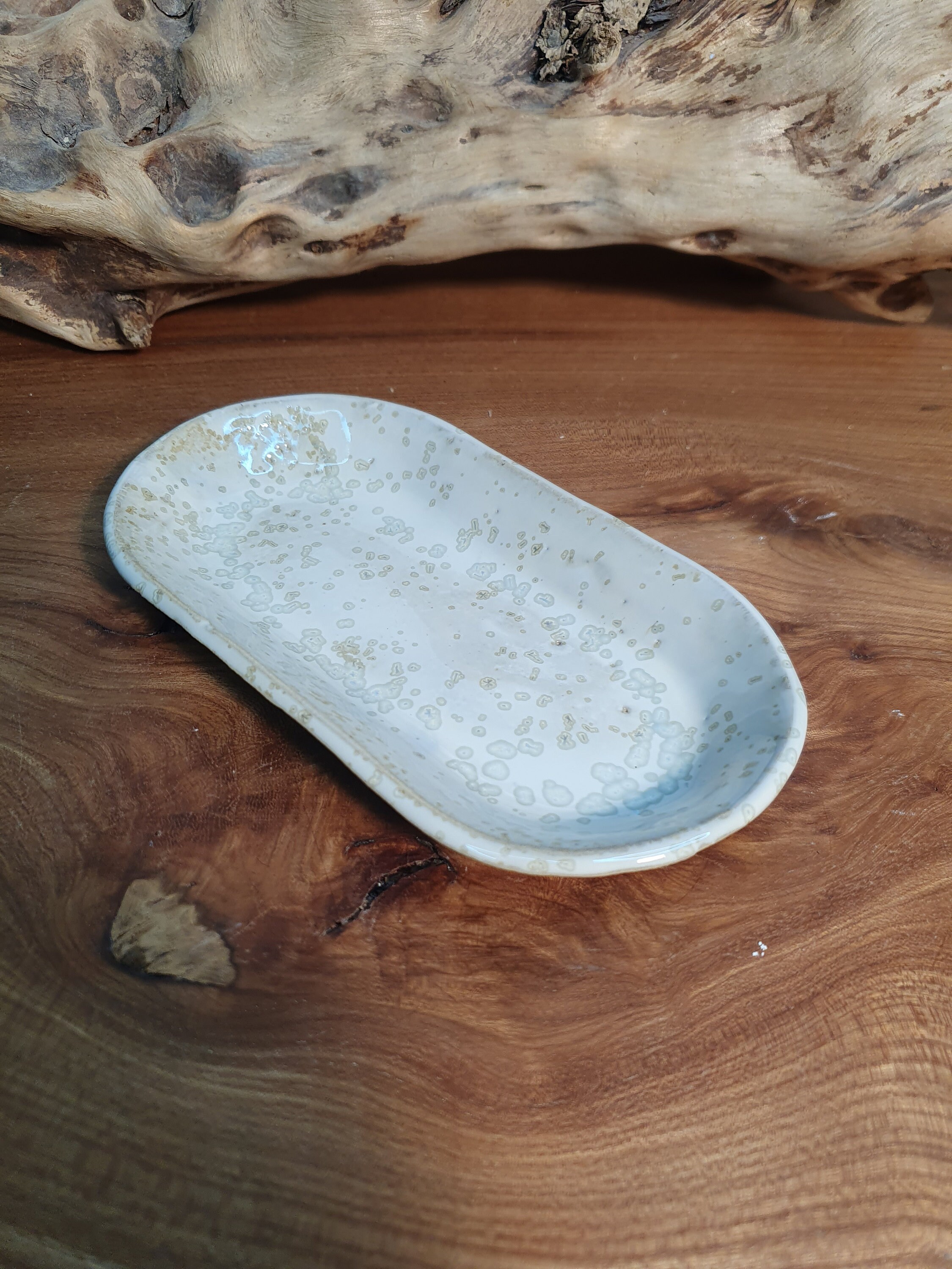 Petit Plat Ovale, Grès Émaillé, Blanc Création Artisanale Française Pour Compléter Votre Service de 