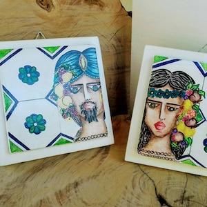 Hand-painted ceramic painting, hand-painted ceramics, hand painted wall art, hand painted art canvas.
