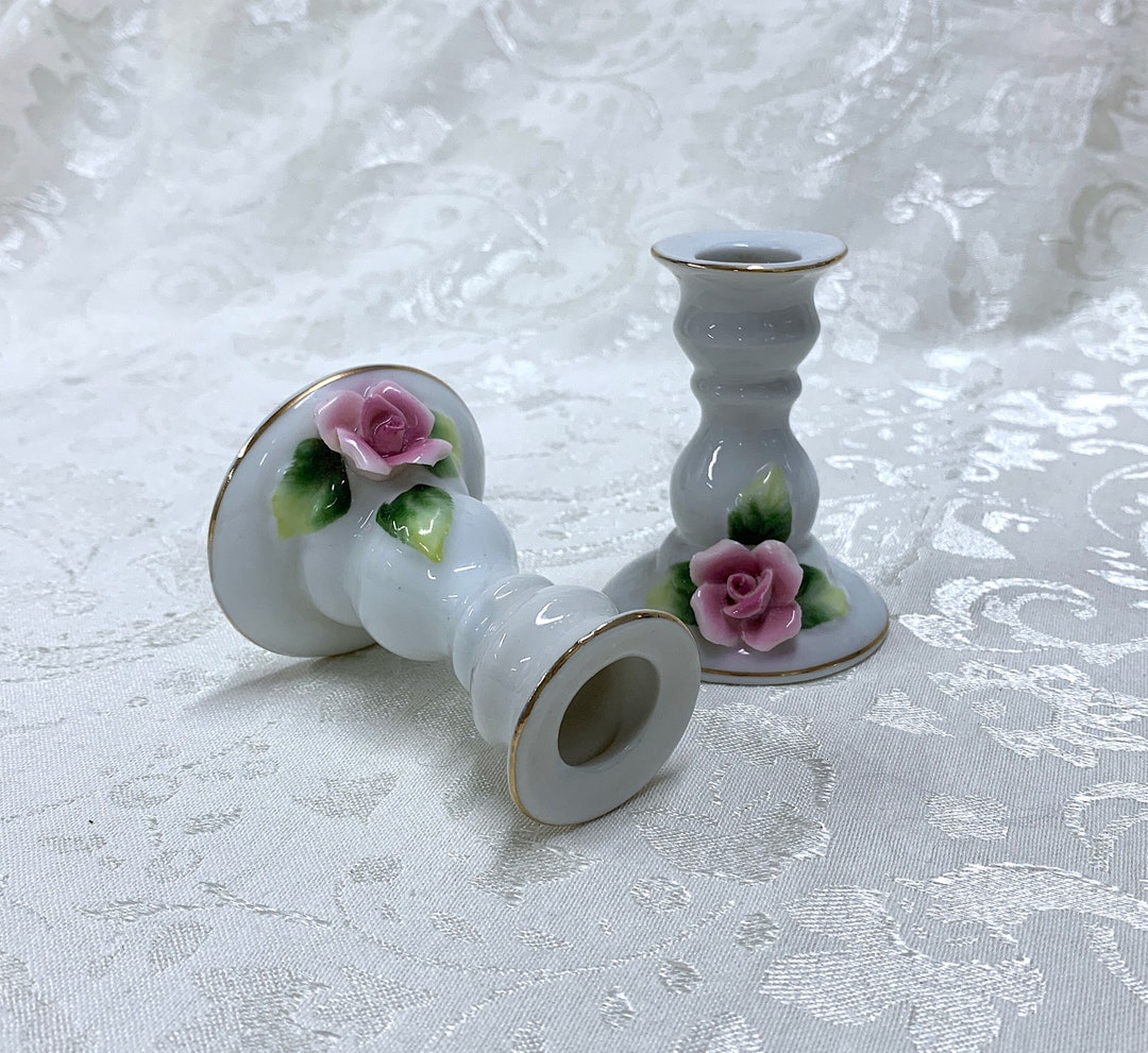Vintage Norleans Japan Small Candle Holders Porcelain MCM Etsy