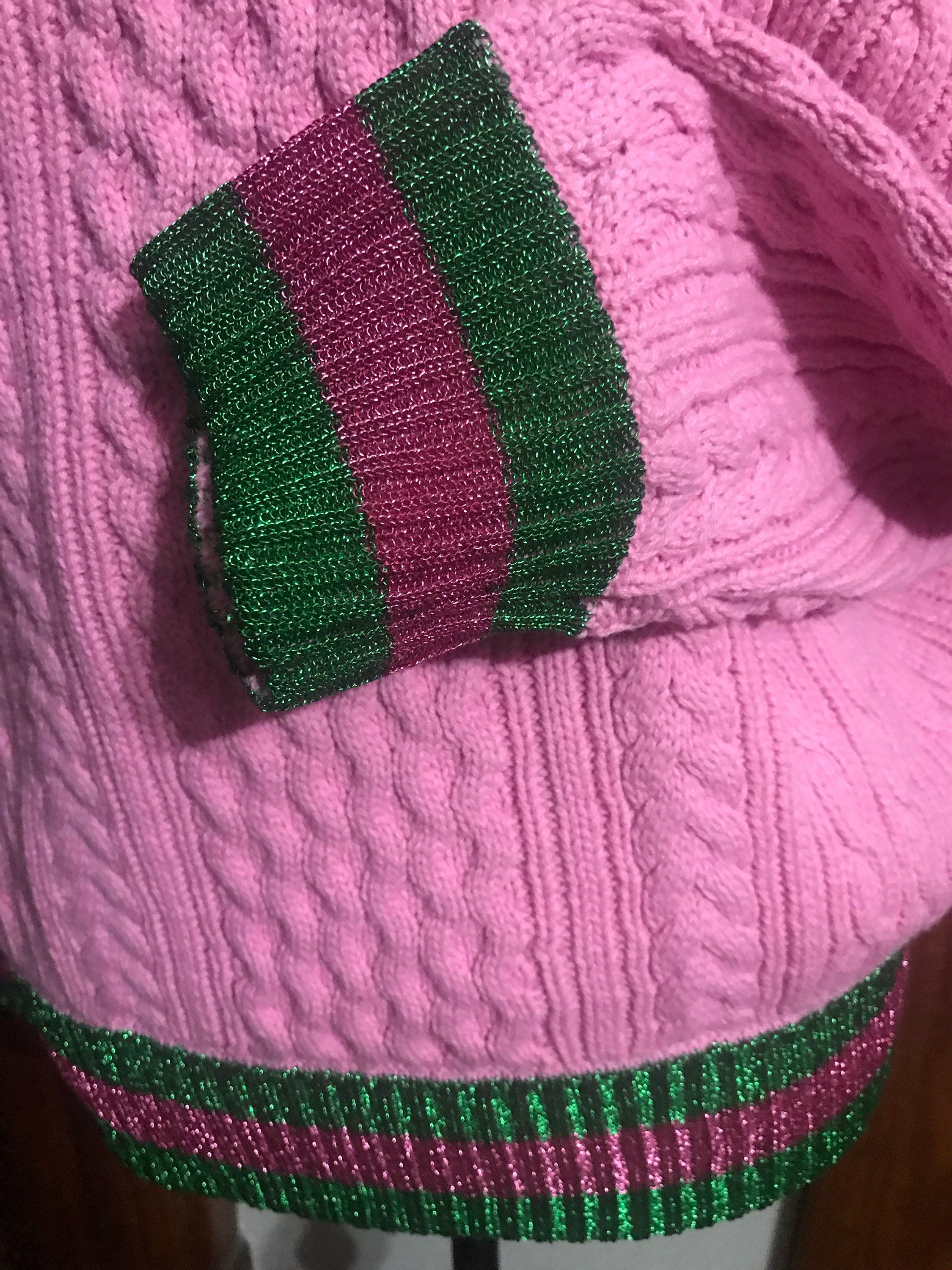 Pink and Green Cardigan Etsy