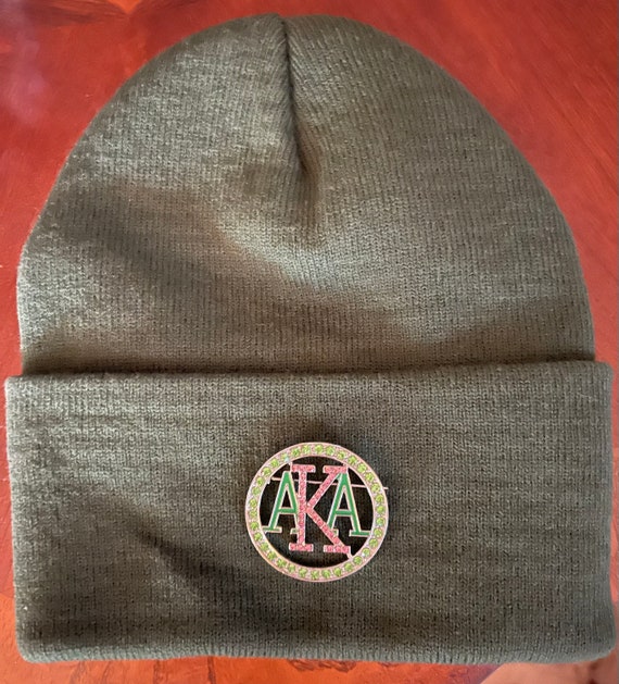AKA Alpha Kappa Alpha Beanie Black‎ Women design with Pink & Green Logo Aka - Poshmark main image 2