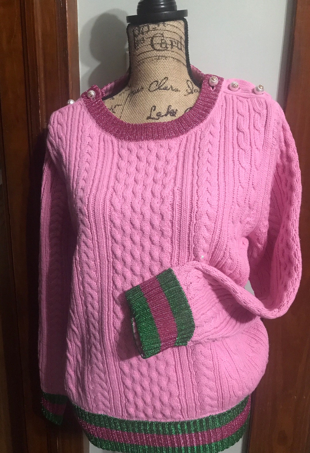 Pink and Green Cardigan Etsy