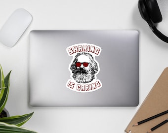 Sharing Is Caring - Karl Marx Silhouette, Socialist, Marxist, Democratic Socialism, Leftist Sticker