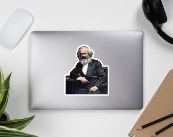 Retrato colorizado de Karl Marx - Marxista, Socialista, Filósofo, Pegatina Histórica